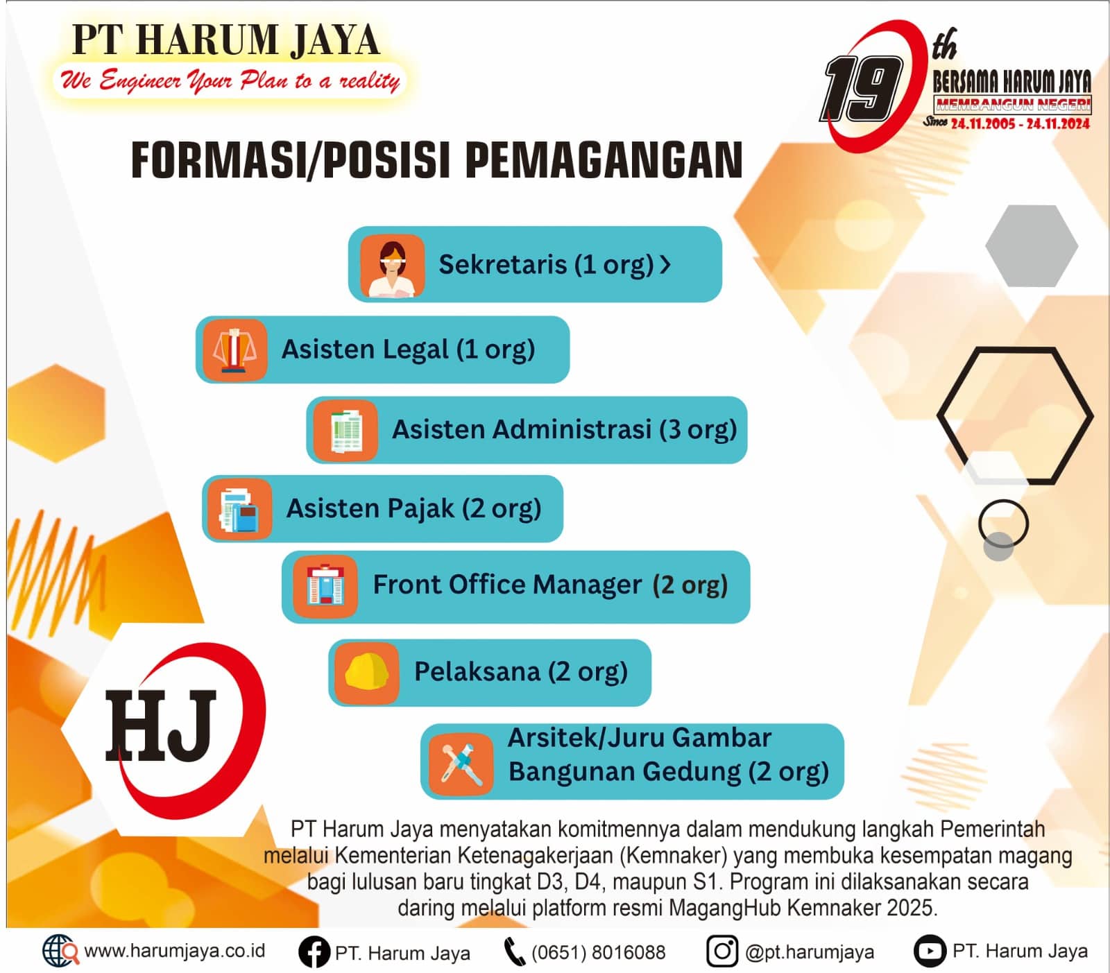 Wujudkan Sinergi Mencerdaskan Bangsa, PT Harum Jaya Buka Gerbang Karir Sebagai Perusahaan Konstruksi Masa Depan