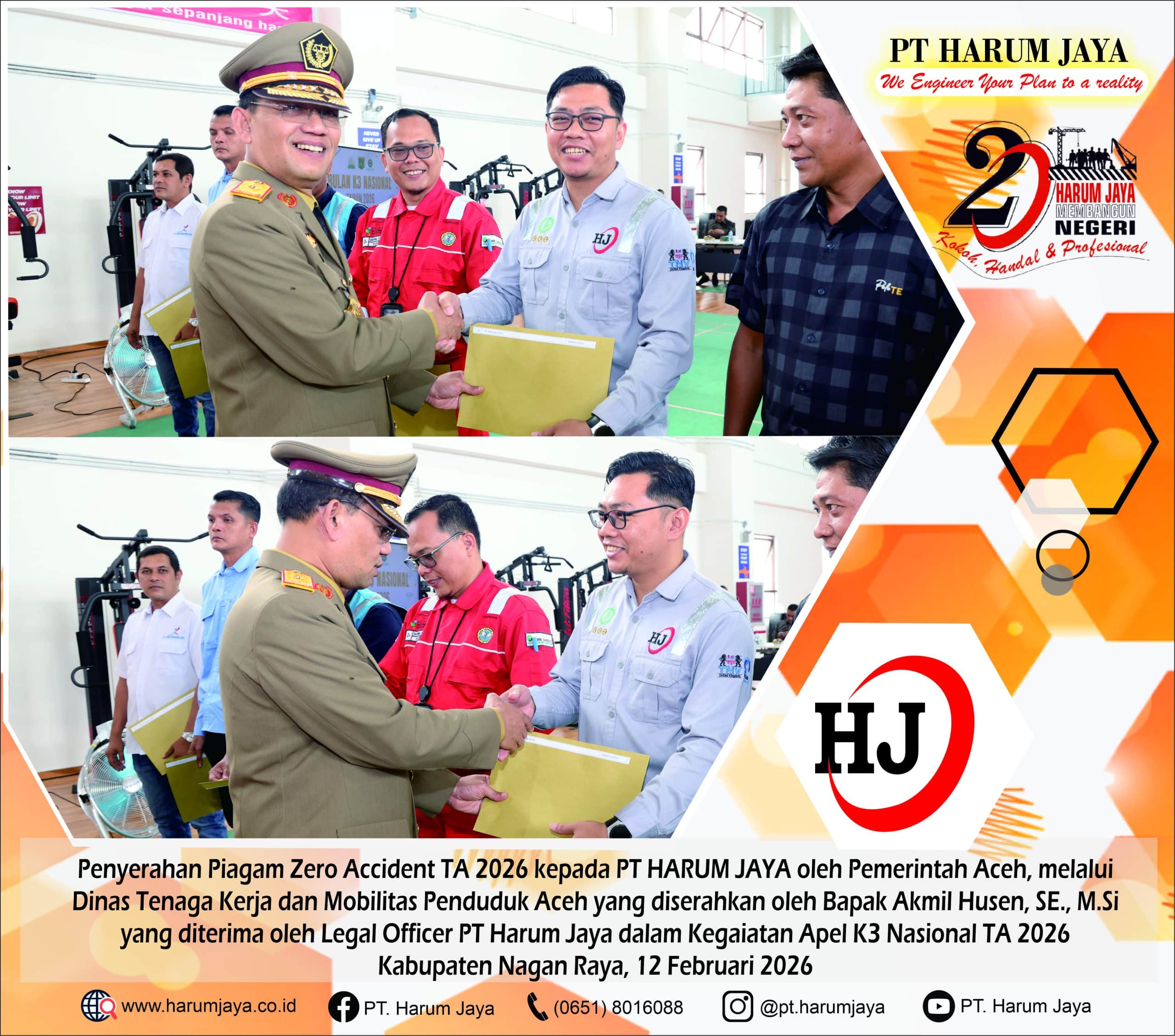 PT HARUM JAYA KEMBALI RAIH PENGHARGAAN ZERO ACCIDENT TA 2026