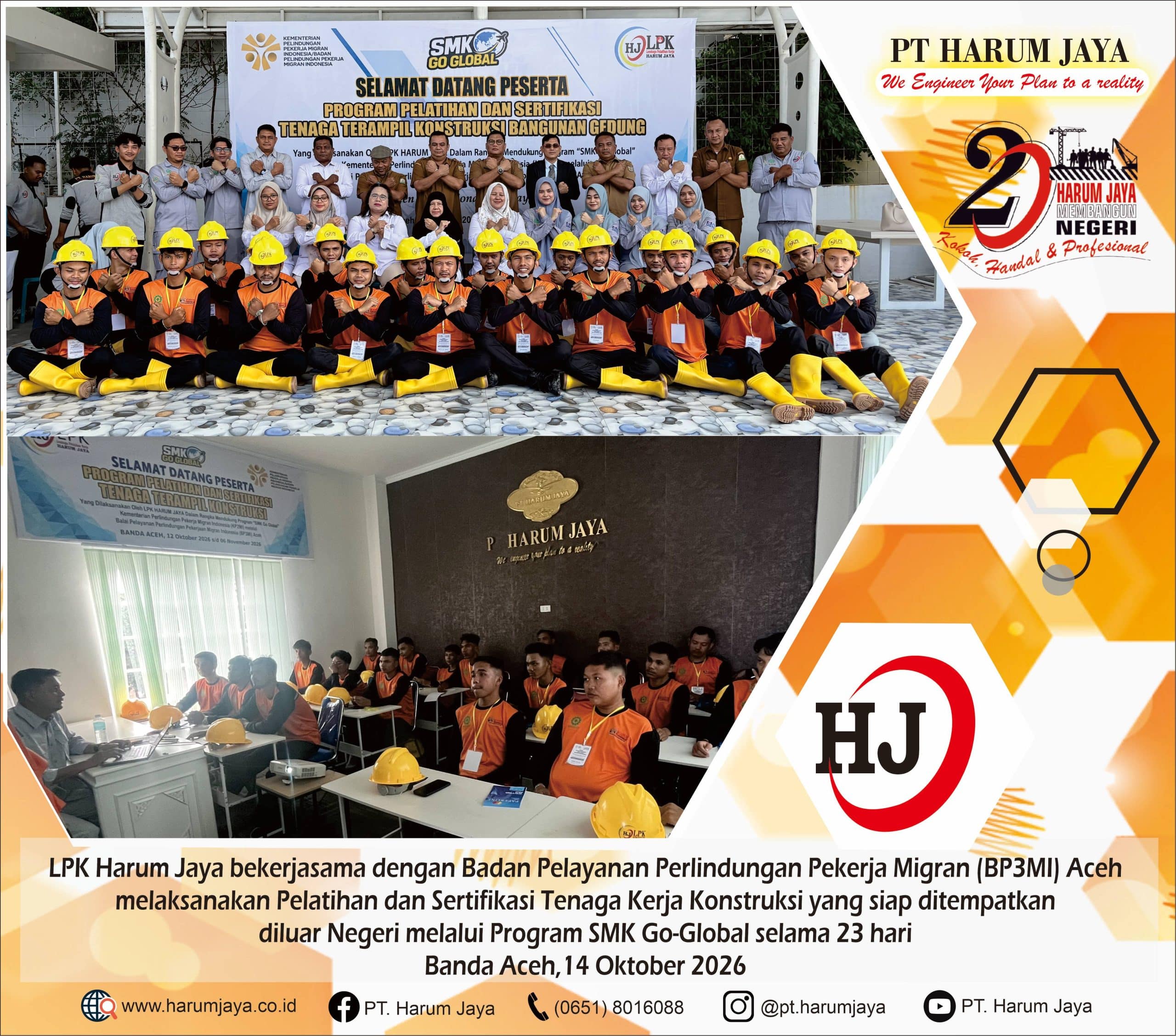 LPK Harum Jaya dan BP3MI Aceh Gelar Pelatihan Tenaga Terampil Konstruksi Dukung Program SMK Go Global 2026
