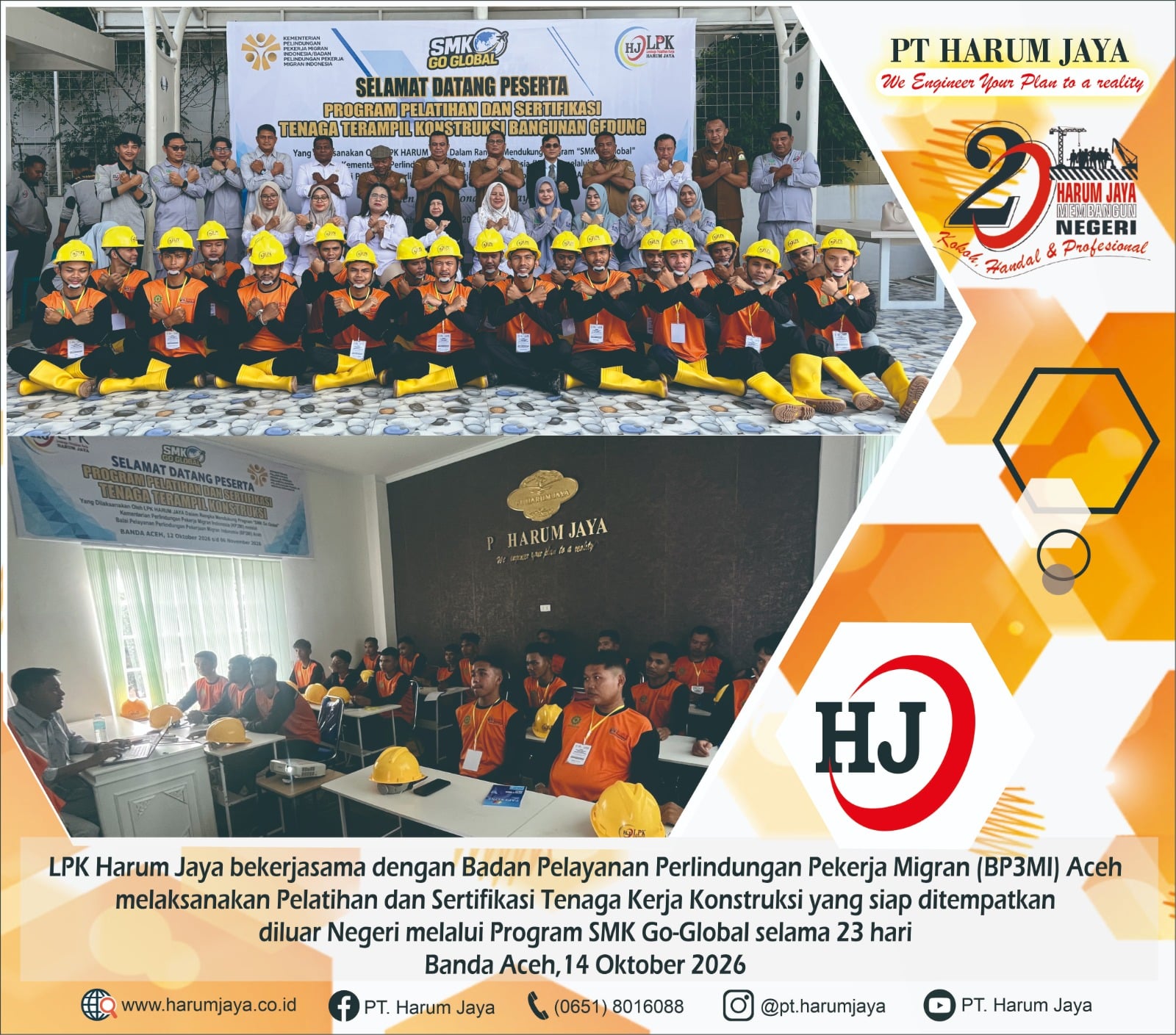 LPK Harum Jaya dan BP3MI Aceh Gelar Pelatihan Tenaga Terampil Konstruksi Dukung Program SMK Go Global 2026